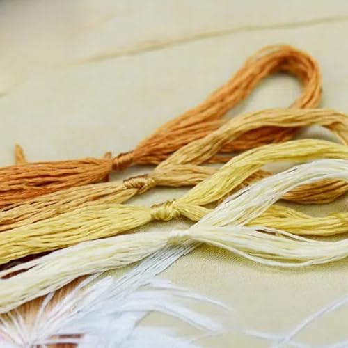 Stickgarn aus Maulbeerseide, Kreuzstichgarn, Herbstgelb, zum Sticken, Nähen, Knoten, 4 Stück von Aoktorkit