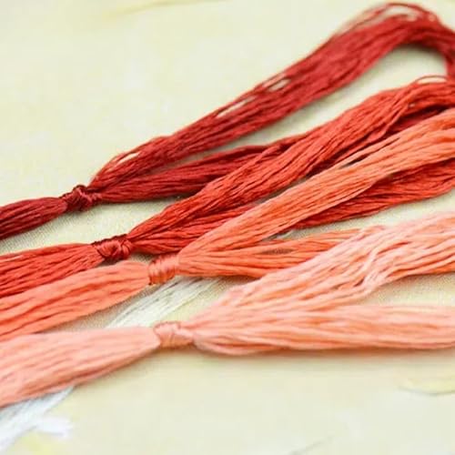 Stickgarn aus Maulbeerseide, Kreuzstichgarn, Korallengelb, zum Sticken, Nähen, Knoten, 4 Stück Stickgarn aus Maulbeerseide, Kreuzstichgarn, Korallengelb, zum Sticken, Nähen, Knoten, 4 Stück von Aoktorkit