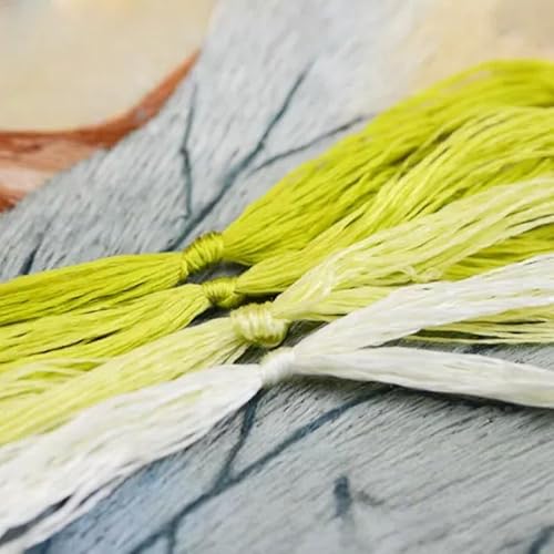 Stickgarn aus Maulbeerseide, Kreuzstichgarn, Weidengelb, zum Sticken, Nähen, Knoten, 4 Stück von Aoktorkit