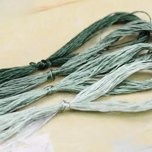 Stickgarn aus Maulbeerseide, Kreuzstichgarn, olivgrün, zum Sticken, Nähen, Knoten, 4 Stück von Aoktorkit