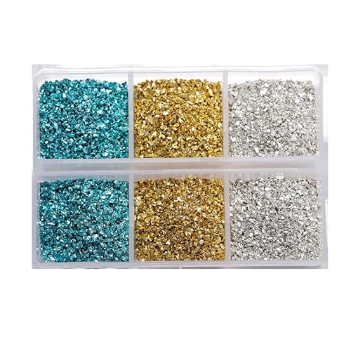 Unregelmäßige Metallsplitter, zerbrochene Glassplitter zum Basteln, Glaskies für mikroskopische Landschaftsgestaltung, Dekoration, Blau, Silber und Gold, 46 g von Aoktorkit