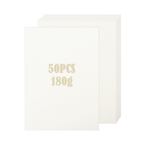 AolKee 50 Blätter A4 Kartenpapier Beige, dicke A4 Handwerkskarte für Kunst und Handwerk, Kartenbau, Einladungen, Drucker, Fotokopierer Kartenblätter, Hochzeitsbriefwaren (180gsm) von AolKee