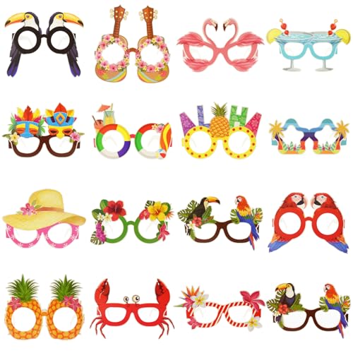 Aolkee 32 Stück Papierbrillen, lustige Party-Brillen, Foto-Requisiten, Sommer, hawaiianische tropische Party-Sonnenbrille, Rahmendekorationen, Geburtstagszubehör, Dekoration Aolkee 32 Stück Papierbrillen, lustige Party-Brillen, Foto-Requisiten, Sommer, hawaiianische tropische Party-Sonnenbrille, Rahmendekorationen, Geburtstagszubehör, Dekoration von AolKee