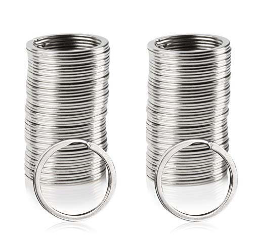 Aoligei Schlüsselringe, 80 Stücke rund Schlüsselanhänger Ringe aus Edelstahl, Flache Schlüsselringe Split Ring für Auto, Haus, Schlüssel Zubehör, DIY Handgemachtes (30mm) von Aoligei