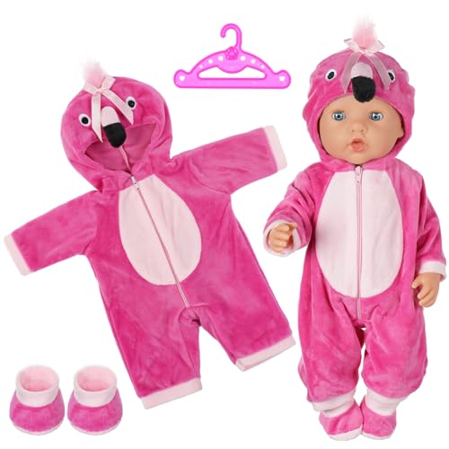 Aolso Kleidung Outfits für Baby Puppen, Babypuppenkleidung für 14–18 Zoll große Puppen, 35–45 cm große Babypuppen, Puppe Zubehör, Neue Puppenkleidungs-Outfits, Geschenke für Mädchen (Flamingo) von Aolso