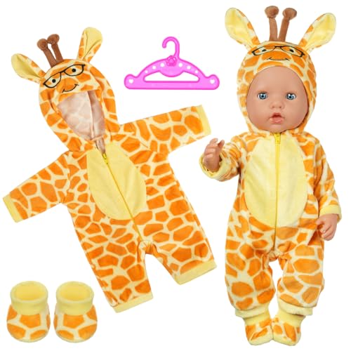 Aolso Kleidung Outfits für Baby Puppen, Babypuppenkleidung für 14–18 Zoll große Puppen, 35–45 cm große Babypuppen, Puppe Zubehör, Neue Puppenkleidungs-Outfits, Geschenke für Mädchen (Giraffe) von Aolso