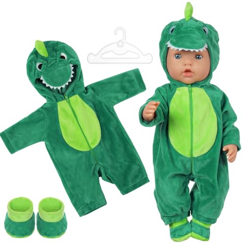 Aolso Kleidung Outfits für Baby Puppen, Babypuppenkleidung für 14–18 Zoll große Puppen, 35–45 cm große Babypuppen, Puppe Zubehör, Neue Puppenkleidungs-Outfits, Geschenke für Mädchen (Dinosaurier) von Aolso