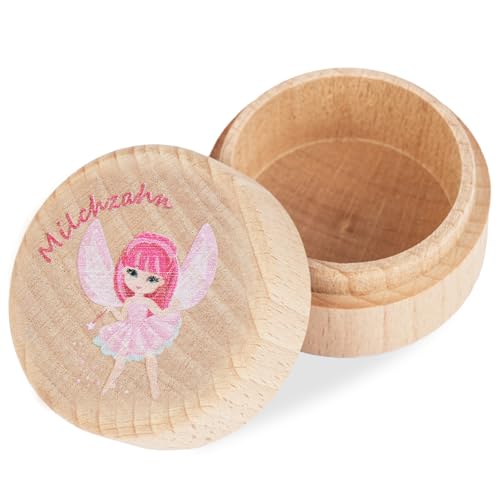 Aolso Milchzahndose Holz, Milchzahndose Mädchen & Jungen, Zahnbox für Milchzähne aus Holz mit Namen zum Aufstellen, Zahndose für Zahnfee Geschenke mit Display Funktion(Fee) von Aolso