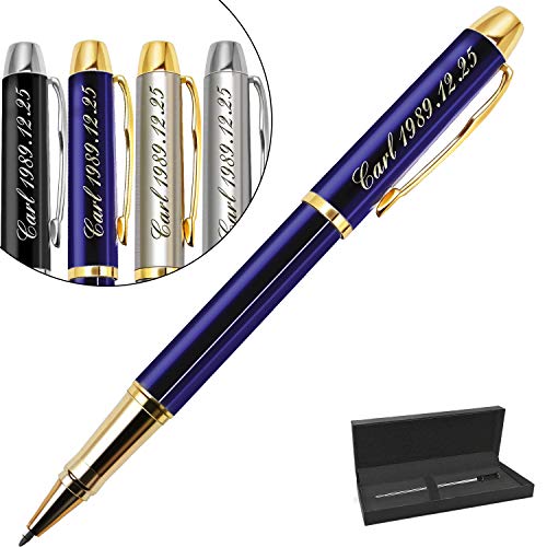 Aolun Personalisierter Kugelschreiber-Gravur Kugelschreiber mit Namen, Text oder Logo,tolle Geburtstag, Hochzeit, Jubiläum Geschenk-Encre noire et 0.7mm (Kugelschreiber(Blau)) von Aolun