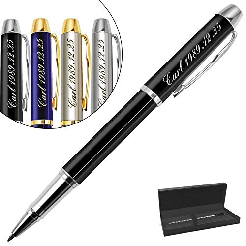 Aolun Personalisierter Kugelschreiber-Gravur Kugelschreiber mit Namen, Text oder Logo,tolle Geburtstag, Hochzeit, Jubiläum Geschenk-Encre noire et 0.7mm von Aolun