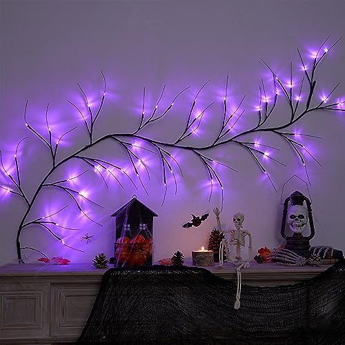 Aolyty LED Rattan String Fairy Light, Halloween Decorative Vine Lamp, Battery Simulation Tree Light, Indoor Outdoor Branch lamp (Purple Vine Branch) von Aolyty