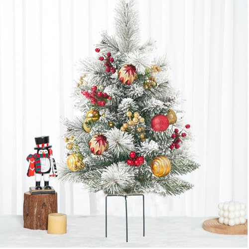 Aolyty LED-Weihnachtsbeleuchtung, batteriebetrieben, dekoratives Feenlicht, für drinnen und draußen, künstliches Ornament (weiß) von Aolyty