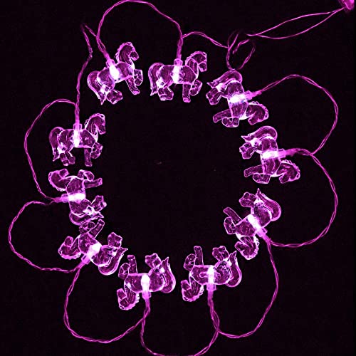 Aolyty Pferde-Batterie-Lichterkette, Weihnachtsdekoration, mehrfarbige Lichterkette, 1,6 m, mit 10 LEDs, flexibles DIY-Licht für Festivals (rosa, pferd) von Aolyty