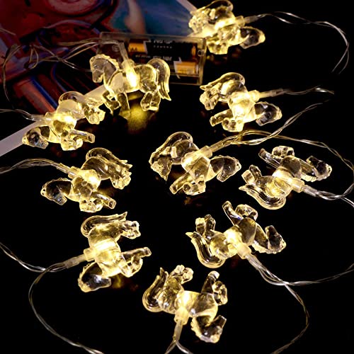 Aolyty Pferde-Batterie-Lichterkette, Weihnachtsdekoration, mehrfarbige Lichterkette, 1,6 m mit 10 LEDs, flexibles DIY-Licht für Festivals (warmweiß, Pferd) von Aolyty