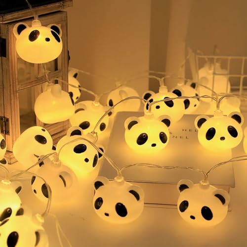 Aolyty Panda-Batterie-Lichterkette, mehrfarbige Weihnachtsdekoration, Festival-Lichterkette, Tierform, Dekor-Licht für drinnen und draußen (normalerweise an, 10 LEDs) von Aolyty