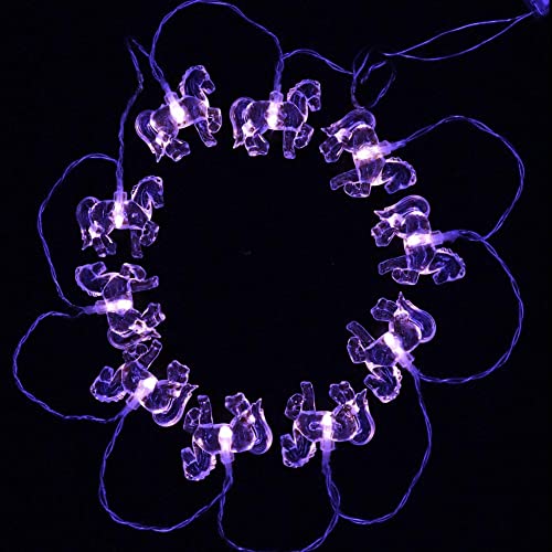 Aolyty Pferde-Batterie-Lichterkette, Weihnachtsdekoration, mehrfarbige Lichterkette, 1,6 m, mit 10 LEDs, flexibles DIY-Licht für Festivals (lila, pferd) von Aolyty