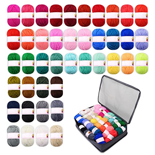 Aomdom Acrylwolle Set, 42 Farben, 25g Baumwolle Wolle, Acryl Wolle für Häkeln und Kunsthandwerk, Herstellung von Haustierkleidung, Hüten, Handtüchern, Häkel- und Bastelarbeiten von Aomdom