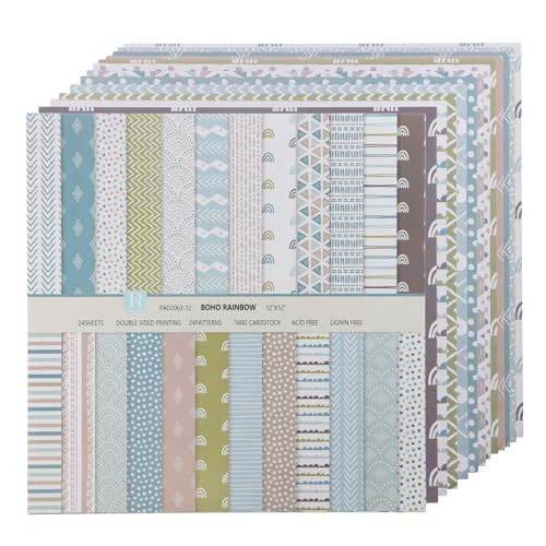12 Boho-Muster 24 Bilder Scrapbook Papier, Doppelseitig Bastelpapier Muster, Dick Scrapbooking Papier, Motivpapier für DIY Fotoalbum Tagebuch 30,5 x 30,5 cm 12 Boho-Muster 24 Bilder Scrapbook Papier, Doppelseitig Bastelpapier Muster, Dick Scrapbooking Papier, Motivpapier für DIY Fotoalbum Tagebuch 30,5 x 30,5 cm von Aomhrek