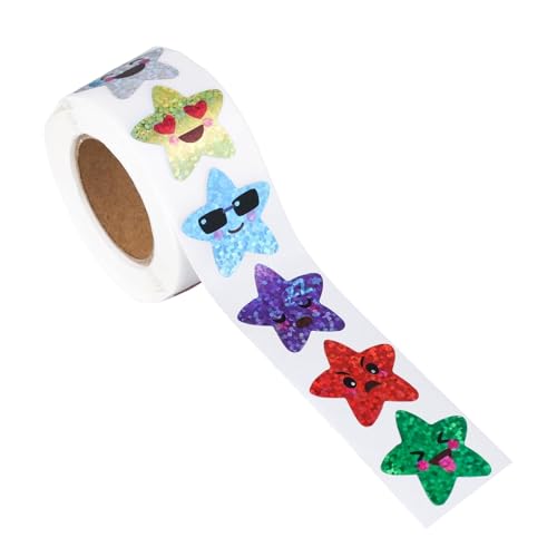 500 StüCk Sticker Sterne, Glitzer Sticker Funkelnde Kleine Sterne Aufkleber, 1 Zoll, Geeignet für Schule, Haus, Büro Belohnungen, 6 Stile von Aomhrek
