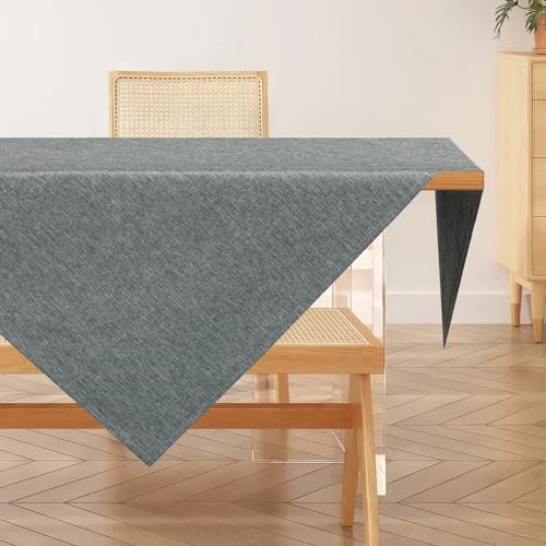 AooHome Tischdecke 80X80cm Mitteldecke, Grau Leinen-Optik Tischdecken Abwaschbar Tischtuch aus Polyester Wasserabweisend mit Lotuseffekt, Dauerhaft Kratzfest für Wohnzimmer, Esszimmer, Balkon, Garten von AooHome