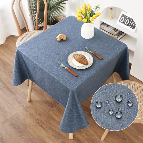 AooHome Tischdecke Abwaschbar, Blau Tischdecken 120x120cm Leinen-Optik Tischtuch aus Polyester Wasserabweisend mit Lotuseffekt, Dauerhaft Kratzfest für Wohnzimmer, Esszimmer, Balkon, Garten AooHome Tischdecke Abwaschbar, Blau Tischdecken 120x120cm Leinen-Optik Tischtuch aus Polyester Wasserabweisend mit Lotuseffekt, Dauerhaft Kratzfest für Wohnzimmer, Esszimmer, Balkon, Garten von AooHome