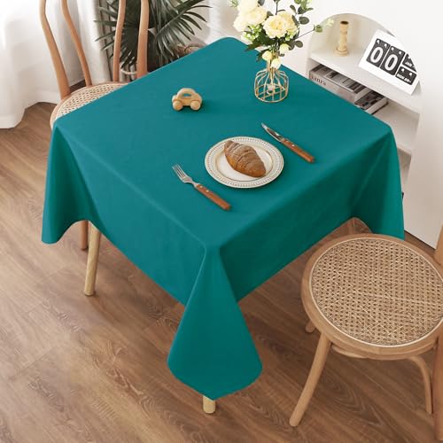 AooHome Tischdecke Abwaschbar, Blaugrün Tischdecken 140x140cm Leinen-Optik Tischtuch aus Polyester Wasserabweisend mit Lotuseffekt, Dauerhaft Kratzfest für Wohnzimmer, Esszimmer, Balkon, Garten AooHome Tischdecke Abwaschbar, Blaugrün Tischdecken 140x140cm Leinen-Optik Tischtuch aus Polyester Wasserabweisend mit Lotuseffekt, Dauerhaft Kratzfest für Wohnzimmer, Esszimmer, Balkon, Garten von AooHome