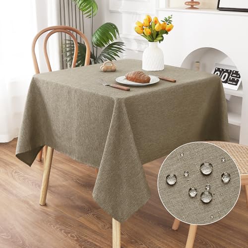 AooHome Tischdecke Abwaschbar, Kaffee Braun Tischdecken 140x140cm Leinen-Optik Tischtuch aus Polyester Wasserabweisend mit Lotuseffekt, Dauerhaft Kratzfest für Wohnzimmer, Esszimmer, Balkon, Garten AooHome Tischdecke Abwaschbar, Kaffee Braun Tischdecken 140x140cm Leinen-Optik Tischtuch aus Polyester Wasserabweisend mit Lotuseffekt, Dauerhaft Kratzfest für Wohnzimmer, Esszimmer, Balkon, Garten von AooHome