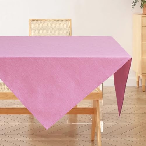 AooHome Tischdecke Abwaschbar, Rosa Tischdecken 80x80cm Leinen-Optik Tischtuch aus Polyester Wasserabweisend mit Lotuseffekt, Dauerhaft Kratzfest für Wohnzimmer, Esszimmer, Balkon, Garten von AooHome