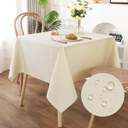 AooHome Tischdecke Abwaschbar Beige, 120x120cm Tischdecken Leinen-Optik Tischtuch aus Polyester Wasserabweisend mit Lotuseffekt, Dauerhaft Kratzfest für Wohnzimmer, Esszimmer, Balkon, Garten AooHome Tischdecke Abwaschbar Beige, 120x120cm Tischdecken Leinen-Optik Tischtuch aus Polyester Wasserabweisend mit Lotuseffekt, Dauerhaft Kratzfest für Wohnzimmer, Esszimmer, Balkon, Garten von AooHome
