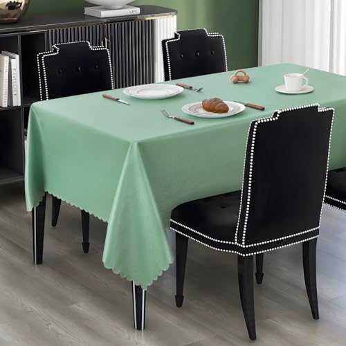 AooHome Weihnachten Tischdecke Abwaschbar, Grün PU Tischdecke Wasserdicht, 100x140cm Tischtuch Schmutzabweisend, Ölbeständig rutschfest für Esszimmer, Wohnzimmer, Balkon, Garten (450g/m²) von AooHome