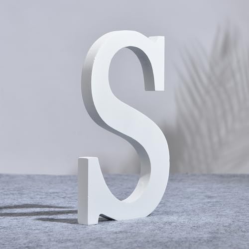 AOOLADA 20,3 cm Holzbuchstabe S für Wanddekoration, große weiße Holz-Buchstaben für DIY Handwerk und Hochzeit Geburtstag Party Dekoration, bemalbare stehende Alphabet-Buchstaben von Aoolada