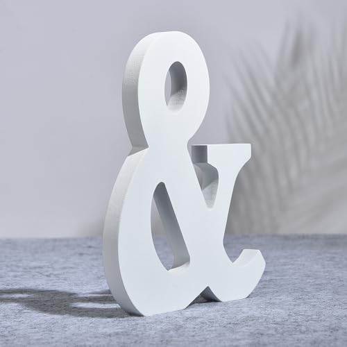 AOOLADA 25,4 cm Holzbuchstaben für Wanddekoration, große weiße Holz-Buchstaben für DIY Handwerk und Hochzeit, Geburtstag, Party, Dekoration, bemalbare stehende Alphabet-Buchstaben (Letter &) von Aoolada
