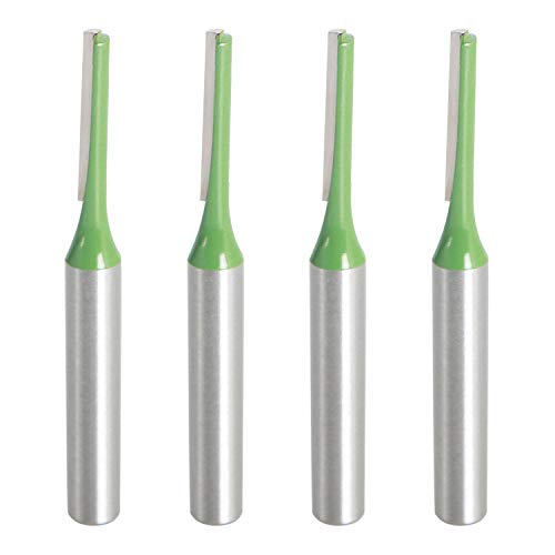 Aopin Oberfräsen-Bit, 4 mm Durchmesser, 6 mm Schaftdurchmesser, Einzelrille gerader Bit Hartmetall für Holzbearbeitung, Fräswerkzeug, grün, silber, 4 Stück von Aopin