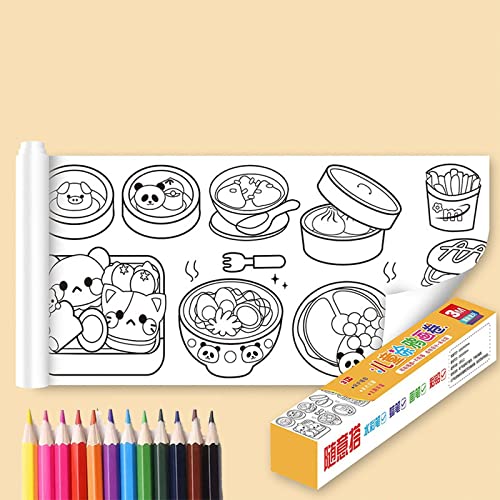 Aopukidor Children's Drawing Roll, Coloring Paper Roll for Kids, Drawing Paper Roll DIY Painting Drawing Color Filling Paper, Kids Drawing Paper (D-Food Party) von Aopukidor
