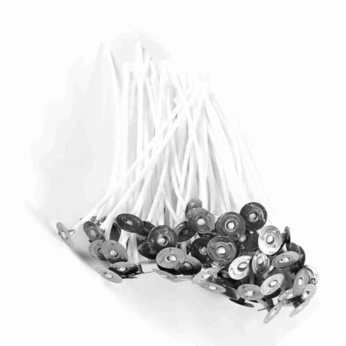 Aoresac 100pcs 8/10/12/14/15/20 cm Kerzendocht mit Sustainer Cotton DIY Niedrigem Rauch, Vorgewachert, aus 100% Baumwolle, Arbeitet mit Allen Wachsarten für die Kerzenherstellung (10 cm) von Aoresac