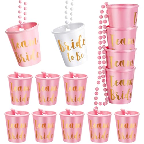 Aoreun 14 Stück Braut Kunststoff Tassen, Team Braut Halskette Goldfolie Becher zum Umhängen, Team Braut und Bachelorette Party Cups für Junggesellenabschied, Hochzeit Dekorationen Accessoires Aoreun 14 Stück Braut Kunststoff Tassen, Team Braut Halskette Goldfolie Becher zum Umhängen, Team Braut und Bachelorette Party Cups für Junggesellenabschied, Hochzeit Dekorationen Accessoires von Aoreun