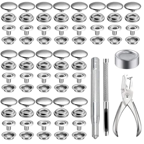 Aoreun 200pcs Edelstahl Druckknöpfe, 15mm Metall Druckknopf Set mit 4 Befestigungswerkzeugen Zange, Nähzubehör Buttons Knöpfe, Silber Snap Fastener Kit für DIY Basteln Stoff, Kleidung Taschen Aoreun 200pcs Edelstahl Druckknöpfe, 15mm Metall Druckknopf Set mit 4 Befestigungswerkzeugen Zange, Nähzubehör Buttons Knöpfe, Silber Snap Fastener Kit für DIY Basteln Stoff, Kleidung Taschen von Aoreun