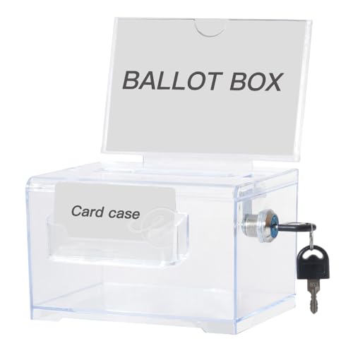 Aoreun Spendenbox Abschließbar, Acrylspendenbox Vorschlagsbox mit Schildhalter Geldkassette Transparente Wahlurne, Klarebox Acryl für Visitenkarten, Kommentare, Stimmzettel, Spenden (16x11.8x10 cm) von Aoreun