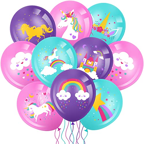 Aoriher 45 Stück Einhorn Latex Luftballons für Geburtstag Pastell Regenbogen Luftballons für Bogen Kit Spalte Girlanden Helium Luftballons für Mädchen Einhorn Geburtstag Baby Shower, 12 Zoll von Aoriher