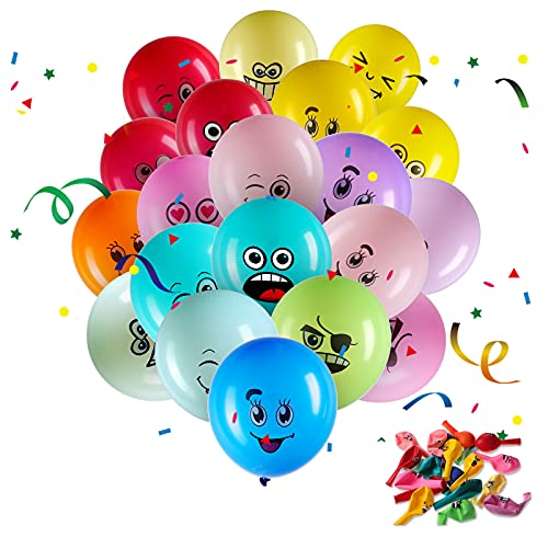50 Stück Emotion Serie Latex Luftballons Bunt Party Luftballons Niedlich Lustig Luftballons für Kinder Verschiedene Gesichter Ballons für Geburtstag Deko Jungen Mädchen Baby Shower Hochzeit von Aoriher