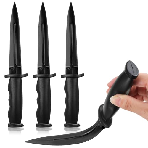 Aoriher 4 Stück Gummi Kampfkunst Trainingsmesser Gummi Trainingswaffe Messer Gefälschte Messer Übungsmesser Requisiten für Kampfsport Trainieren (Schwarz)(154) von Aoriher