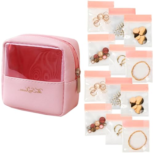 Aorine Klein Reisen SchmuckkästchenAufbewahrungsbox Kommt mit 12 Transparenten Quadratischen Schmucktaschen,Rosa Aorine Klein Reisen SchmuckkästchenAufbewahrungsbox Kommt mit 12 Transparenten Quadratischen Schmucktaschen,Rosa von Aorine