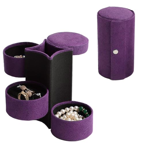 Schmuckschatulle Reiseaccessoires Aufbewahrung Organizer Rolle Aufbewahrungsbox für Schmuckrollen aus Kunstleder Geeignet für Halsketten Ohrringe Armbänder Ringe für Mädchen Frauen Mütter,Violett Schmuckschatulle Reiseaccessoires Aufbewahrung Organizer Rolle Aufbewahrungsbox für Schmuckrollen aus Kunstleder Geeignet für Halsketten Ohrringe Armbänder Ringe für Mädchen Frauen Mütter,Violett von Aorine