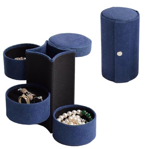 Schmuckschatulle Reiseaccessoires Aufbewahrung Organizer Rolle Aufbewahrungsbox für Schmuckrollen aus Kunstleder Geeignet für Halsketten Ohrringe Armbänder Ringe für Mädchen Frauen Mütter,Blau Schmuckschatulle Reiseaccessoires Aufbewahrung Organizer Rolle Aufbewahrungsbox für Schmuckrollen aus Kunstleder Geeignet für Halsketten Ohrringe Armbänder Ringe für Mädchen Frauen Mütter,Blau von Aorine