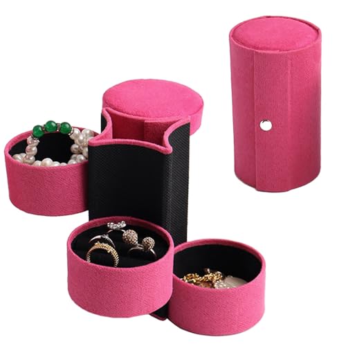 Schmuckschatulle Reiseaccessoires Aufbewahrung Organizer Rolle Aufbewahrungsbox für Schmuckrollen aus Kunstleder Geeignet für Halsketten Ohrringe Armbänder Ringe für Mädchen Frauen Mütter,Die Rose von Aorine