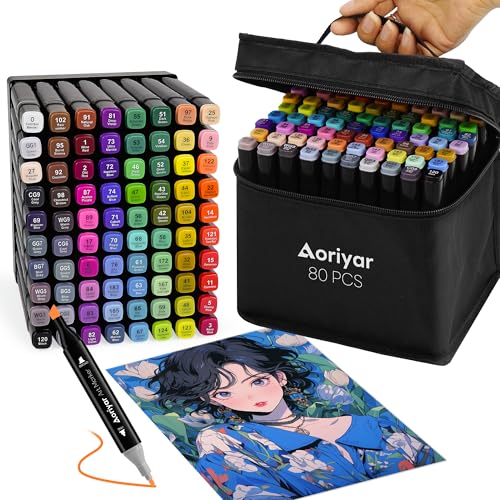 Alkohol Marker Dual Brush Filzstifte - 80 Farben Graffiti Stifte Permanent Twin Markers Brush Tip Colouring Manga Paint Marker Zeichnen Stifte Alkoholmarker Pastell füR Erwachsene Kinder Office Alkohol Marker Dual Brush Filzstifte - 80 Farben Graffiti Stifte Permanent Twin Markers Brush Tip Colouring Manga Paint Marker Zeichnen Stifte Alkoholmarker Pastell füR Erwachsene Kinder Office von Aoriyar