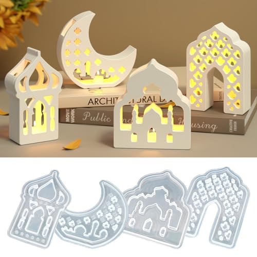 Silikonformen Gießformen Weihnachten Häuser, 3/4/6 Stück Silikonform Haus Für Weihnachten Kerzenhalter, Baum Gussformen Für Gips Epoxidharz Formen, Tannenbaum DIY Duftkerzenherstellung(C) von Aosrioylt