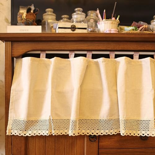 Aotiwe 1er Pack Vorhänge Kurz Beige, Kurzgardine Verdunkelung Unifarben mit Spitze Stange Baumwollleinen 130x100cm Aotiwe 1er Pack Vorhänge Kurz Beige, Kurzgardine Verdunkelung Unifarben mit Spitze Stange Baumwollleinen 130x100cm von Aotiwe