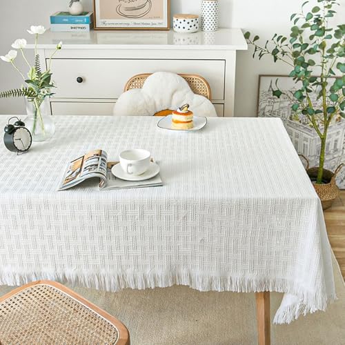 Aotiwe Tischtücher Weiß, Tischdecke Eckig Geflochtenes Karomuster mit Quasten Tuch 90x90cm Aotiwe Tischtücher Weiß, Tischdecke Eckig Geflochtenes Karomuster mit Quasten Tuch 90x90cm von Aotiwe