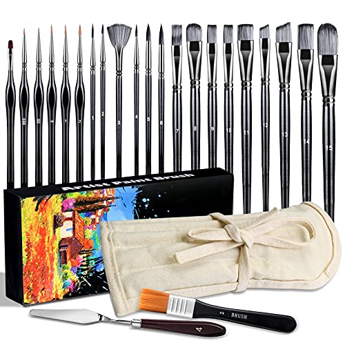 Aottom Pinselset Acrylfarben, 23 Stück Pinsel Set für Aquarell mit Organisationstasche, 16 Pinselset Malen, 6 Dünn Pinsel Feine Detail Pinselset und 1 Palettenmesser für Anfänger, Kinder, Künstler von Aottom